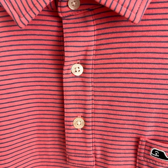 Vineyard Vines Men's Jersey Polo in Pink and Blue Stripes. XL - Picture 3 of 6